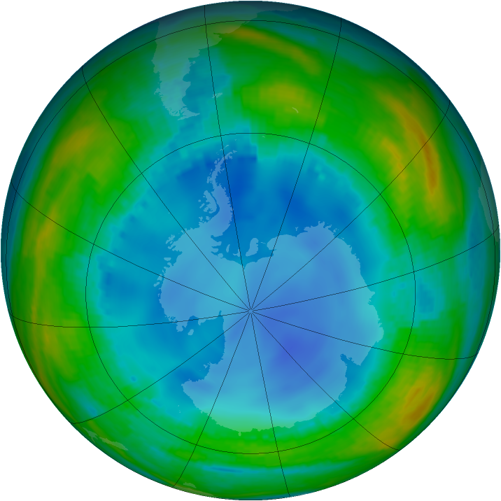Antarctic ozone map for 27 July 2001